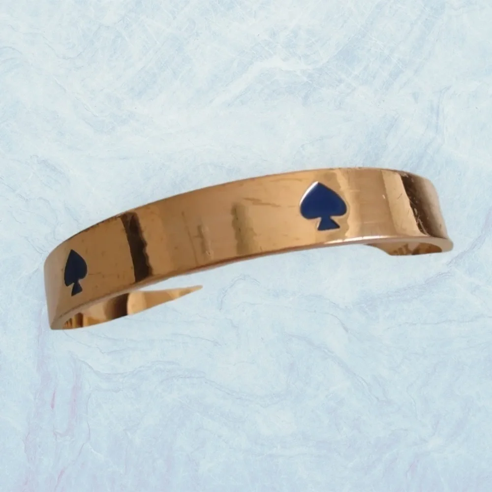 Kate Spade Gold Tone Royal Blue Enamel Spade Logo Bangle Vintage 0037 - Picture 5 of 6